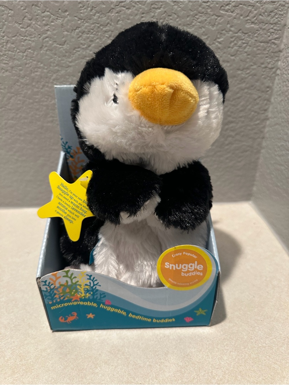 Black & White Plush Penguin Pet Toy Microwavable